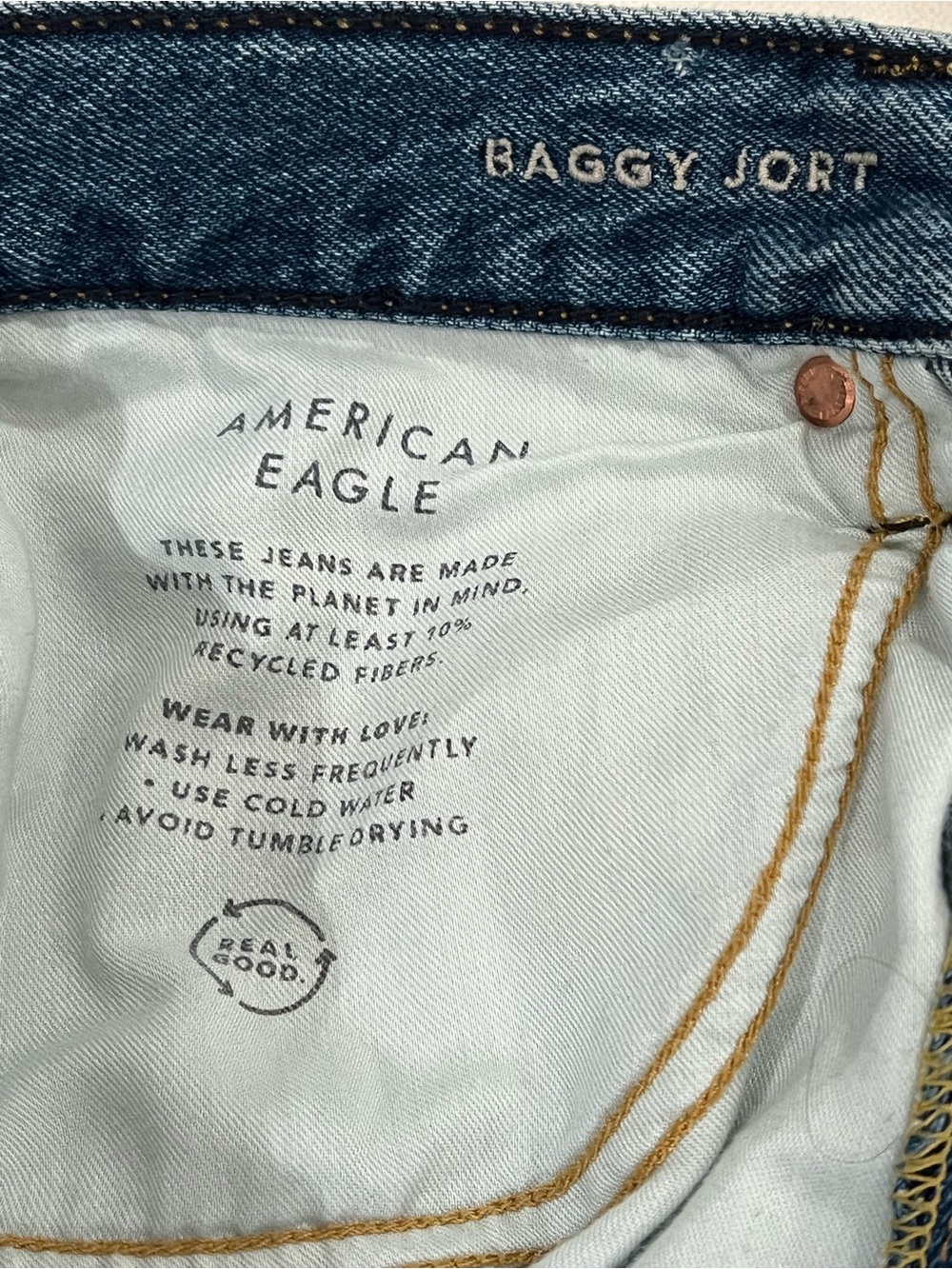 NWOT American Eagle Baggy Jort | Denim Light Faded Washed | Size 34 - Picture 9 of 13